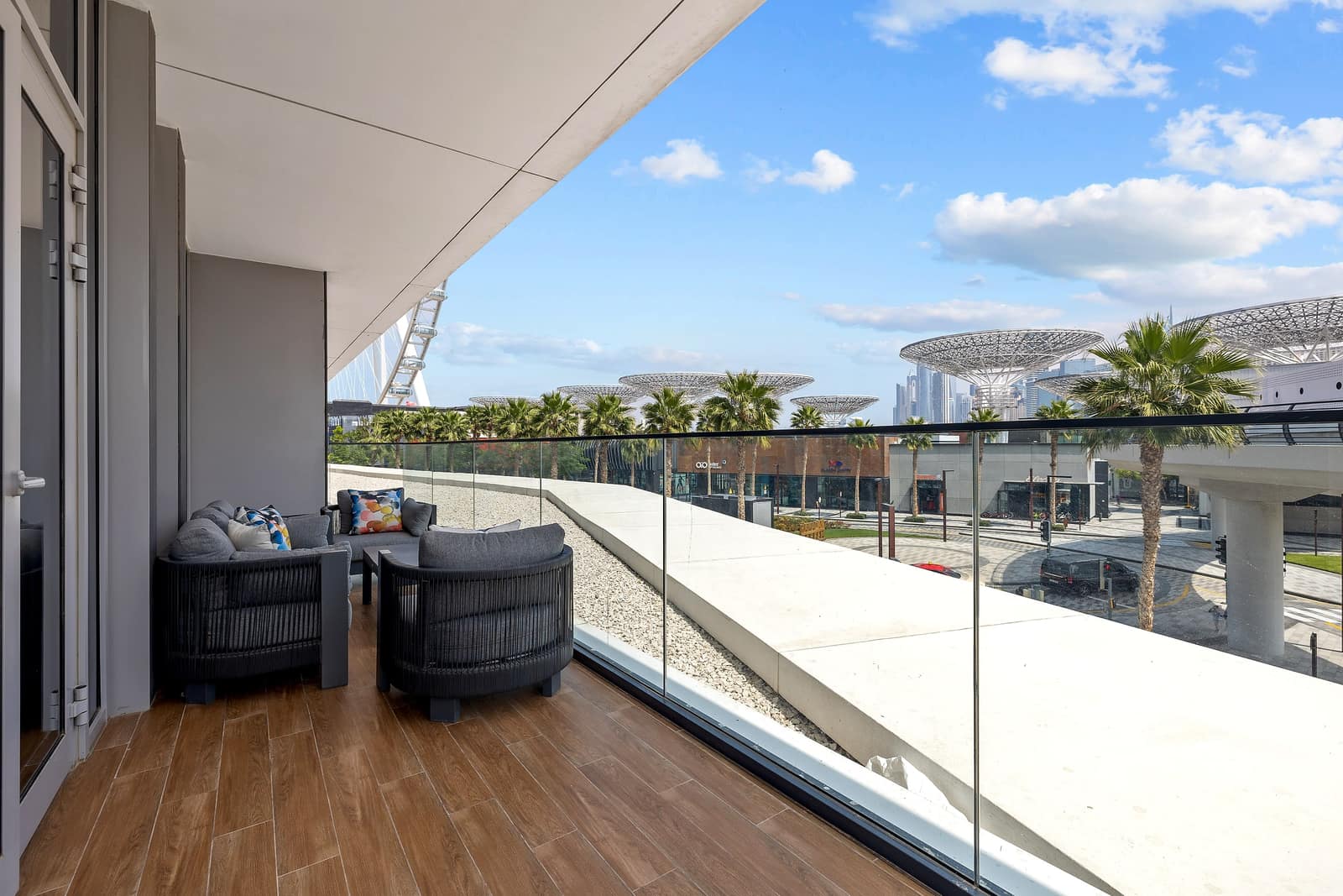Private terrace at a Pure Living Dubai holiday home